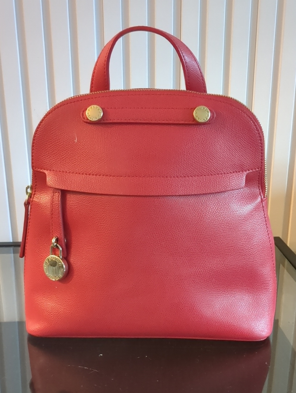 FURLA Red Leather Top-Handle mini Backpack